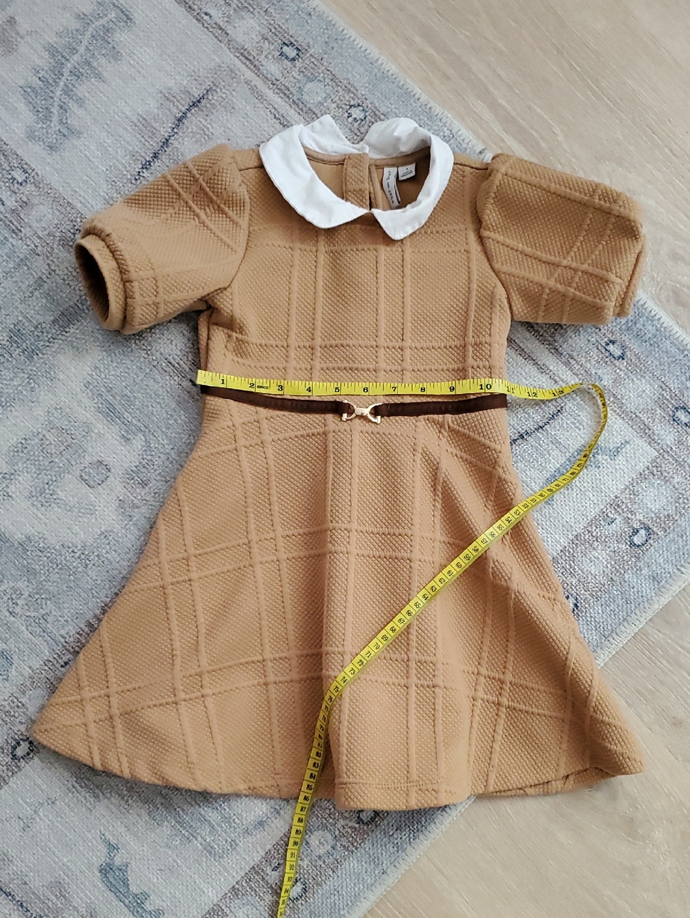 Janie and Janie Girls Tan Equestrian Collared Dress Sz5 - Picture 8 of 13